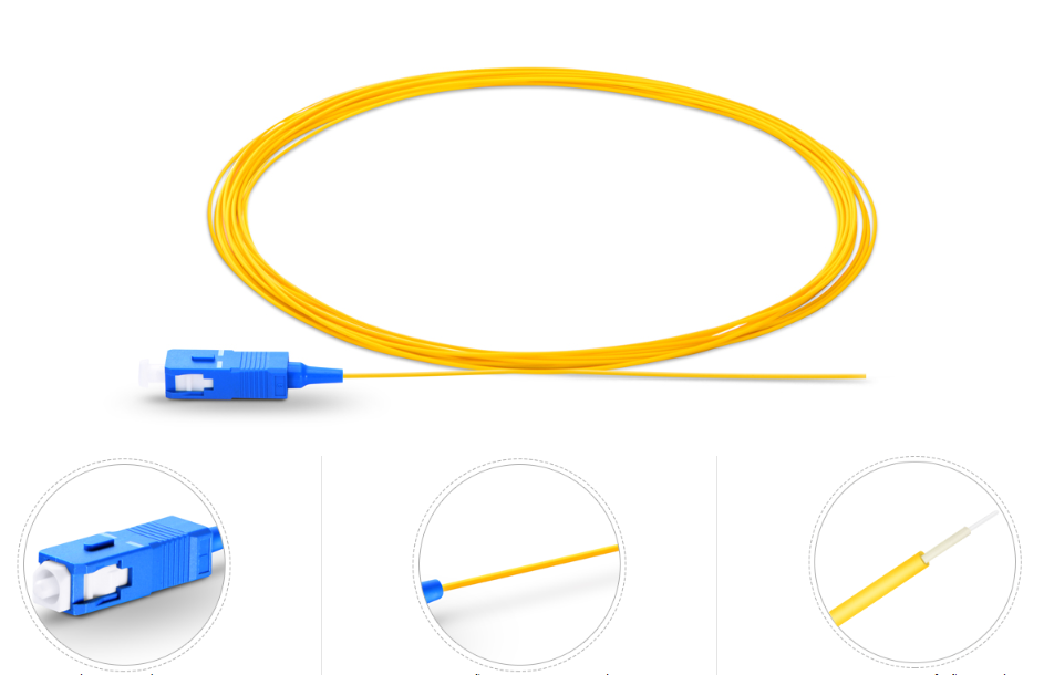 Simplex SC/UPC 9/125 Pigtail dây hàn quang đơn mode, vỏ PVC 0,9 ​​mm​